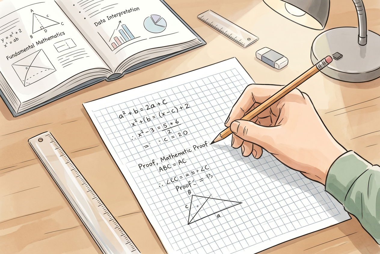 Writing math equations on graph paper to build foundational skills.