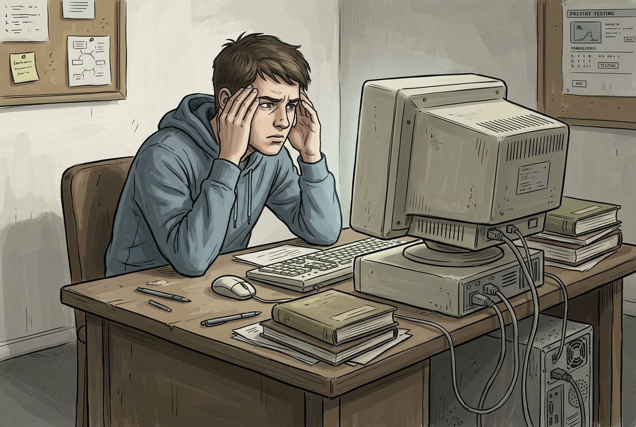 Outdated exam interface causing stress