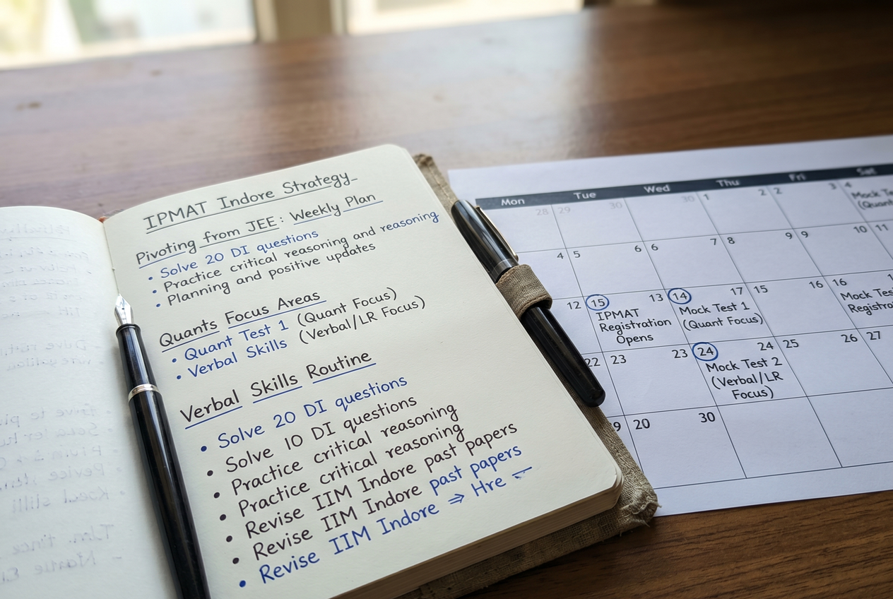 A close-up of a study planner and calendar on a desk.
