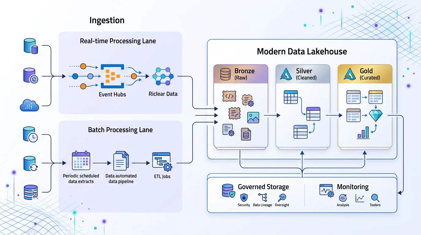 Shared Azure lakehouse architecture for real-time and nightly processing
