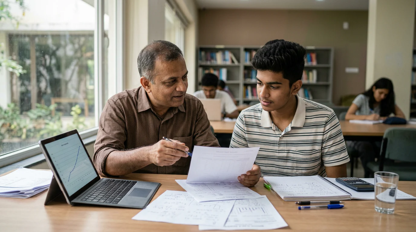 Student reviewing JEE mock-score trends