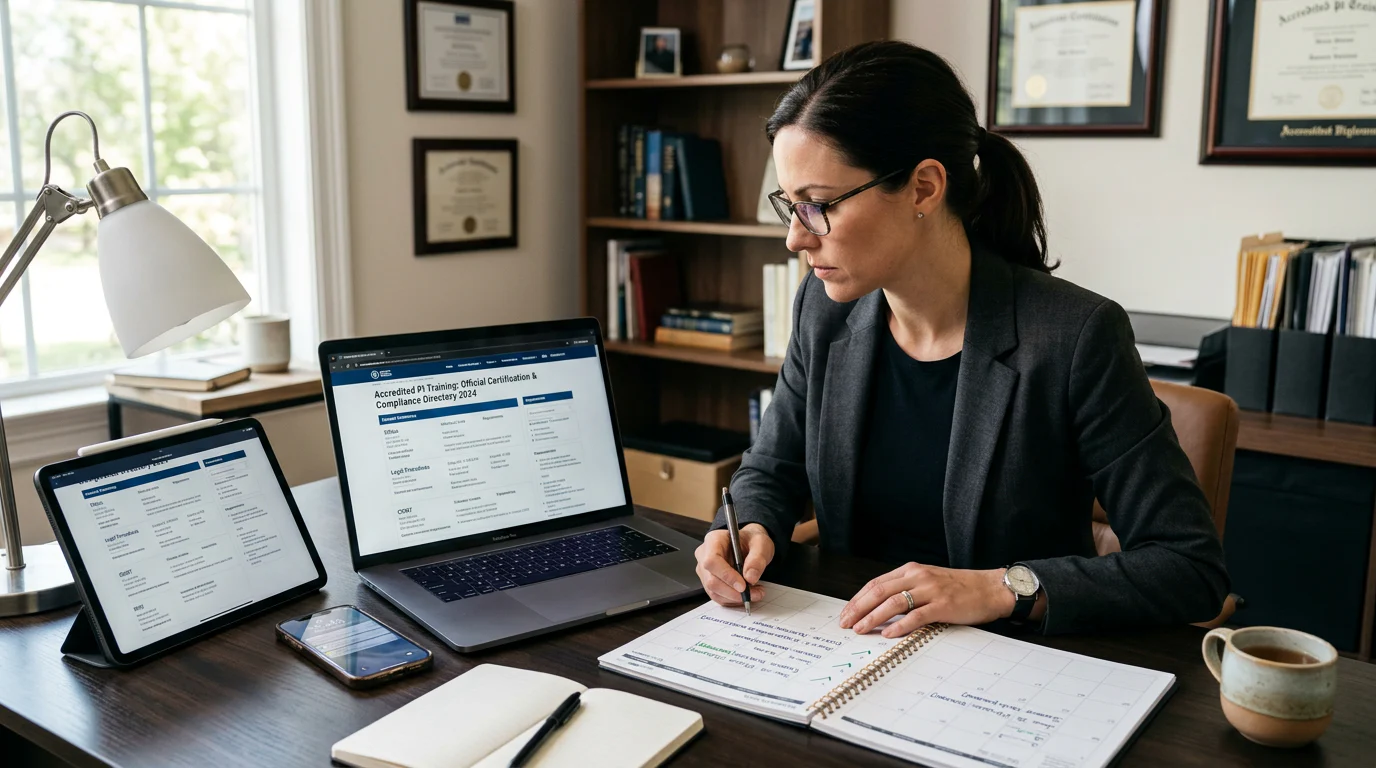Investigator verifying an online continuing education course