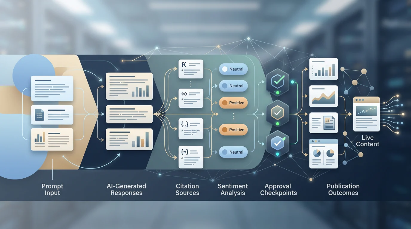 AI answer evidence flowing into a governed content decision