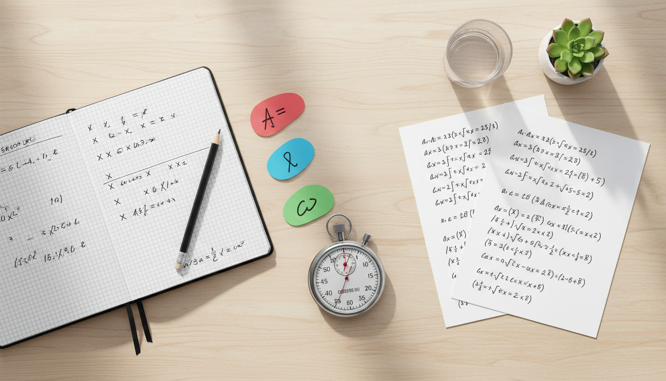 IIT-JAM Mathematics error log worksheet beside timed mock notes