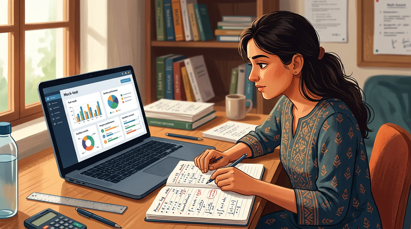 Student reviewing a mathematics mock-test error log