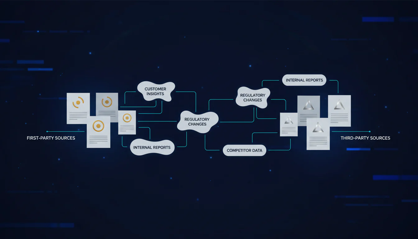 Source attribution matrix connecting AI phrases to cited web pages