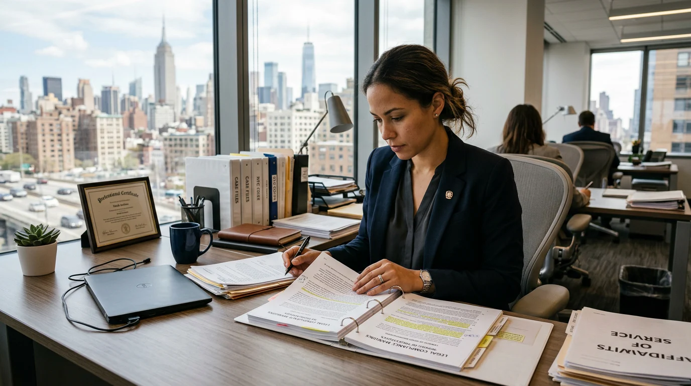 New York City process server studying compliance materials