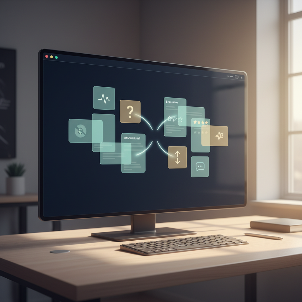 A structured digital panel organizing categorized buyer prompts for AI tracking