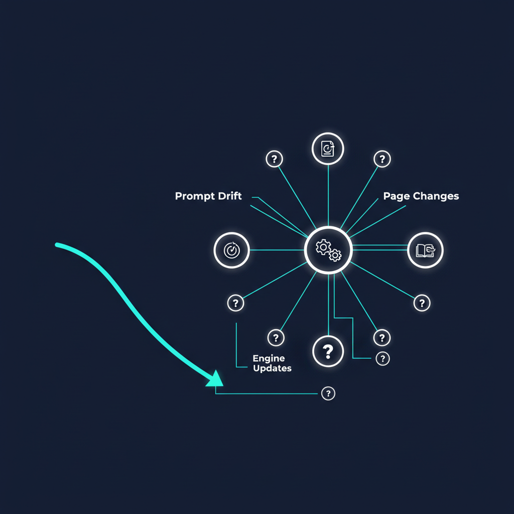A diagnostic flowchart analyzing the causes of a drop in AI citations
