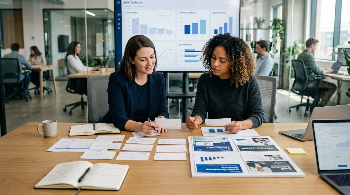 Marketing team turning customer feedback into ad angle hypotheses