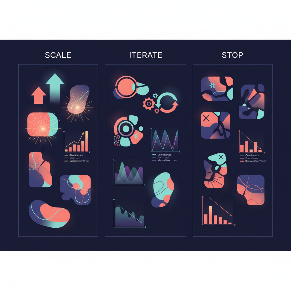 Ranked creative test decision board
