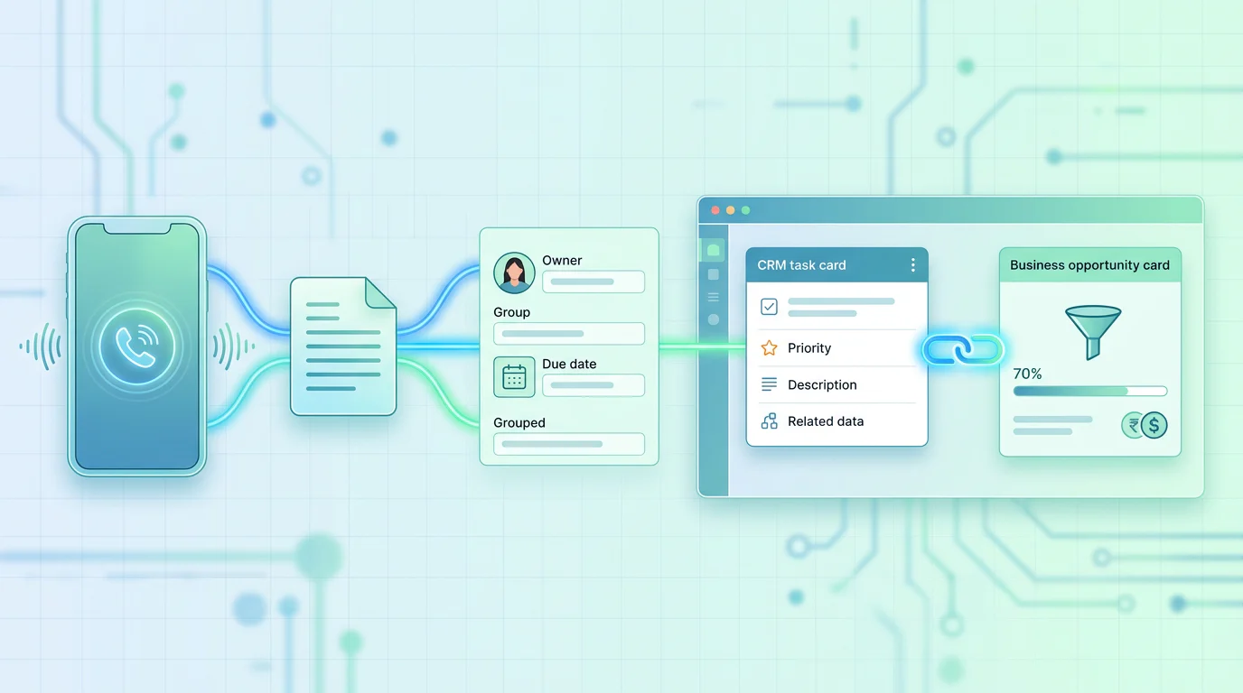 Structured sales summary flowing into CRM task