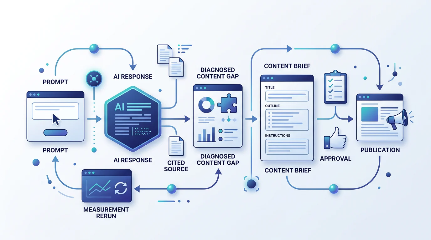 Evidence chain from AI citation gap to content update