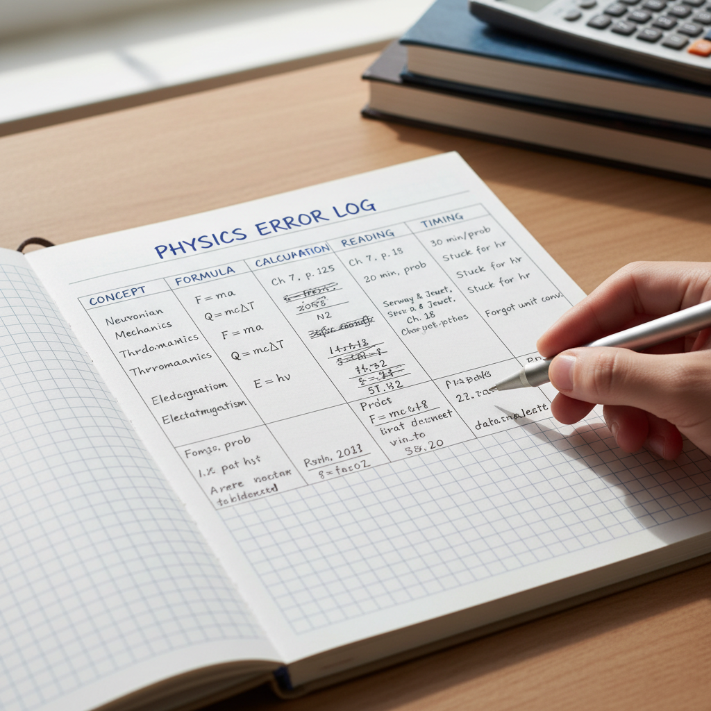 Physics error log notebook