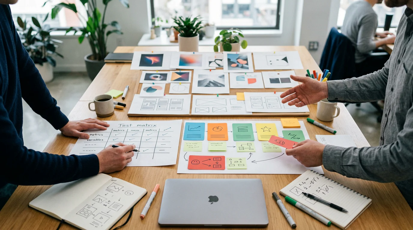 Marketing lead reviewing a reversible creative test plan