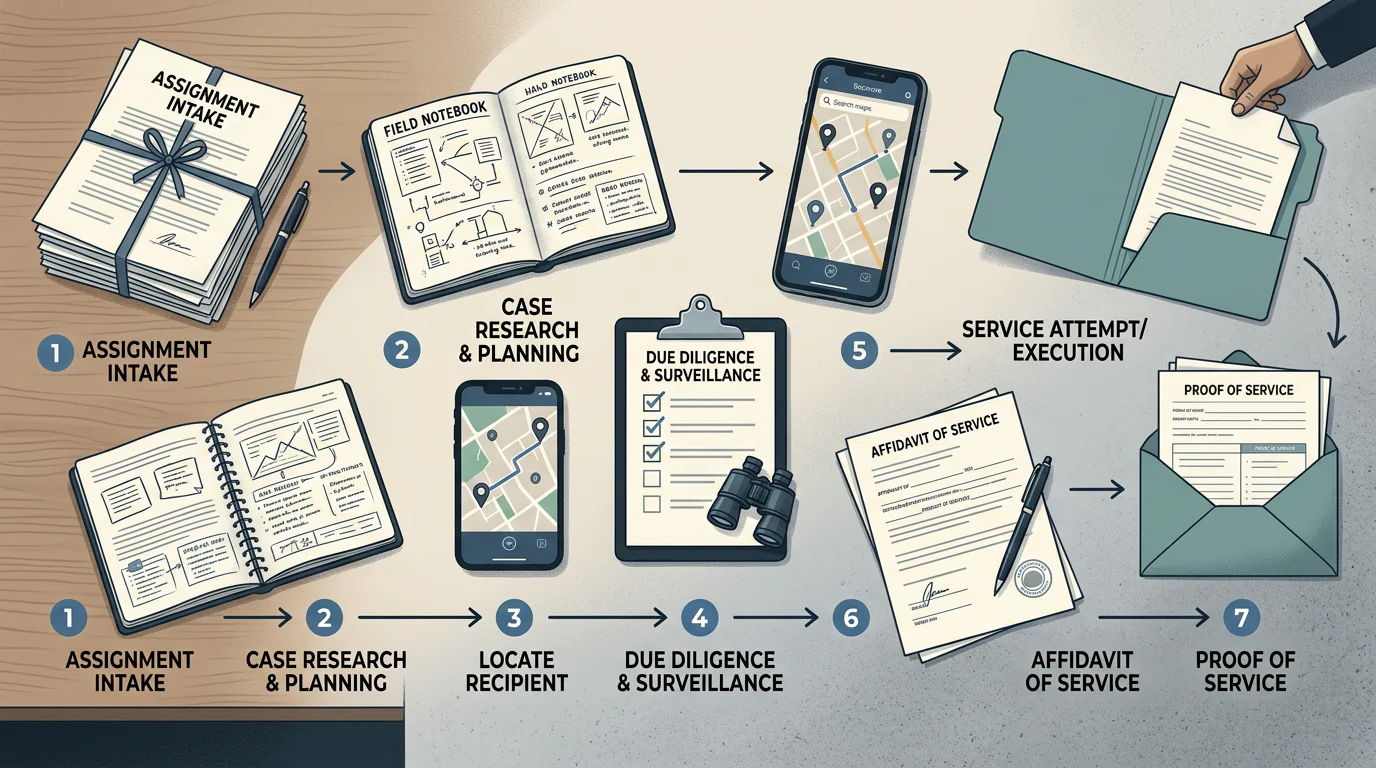 Seven-stage process service workflow planning scene