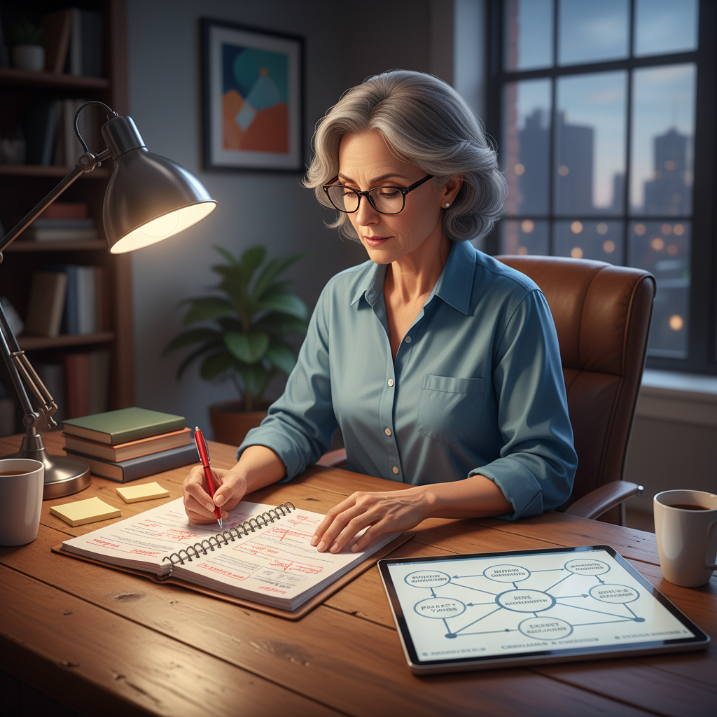 Senior professional revising a PgMP application summary