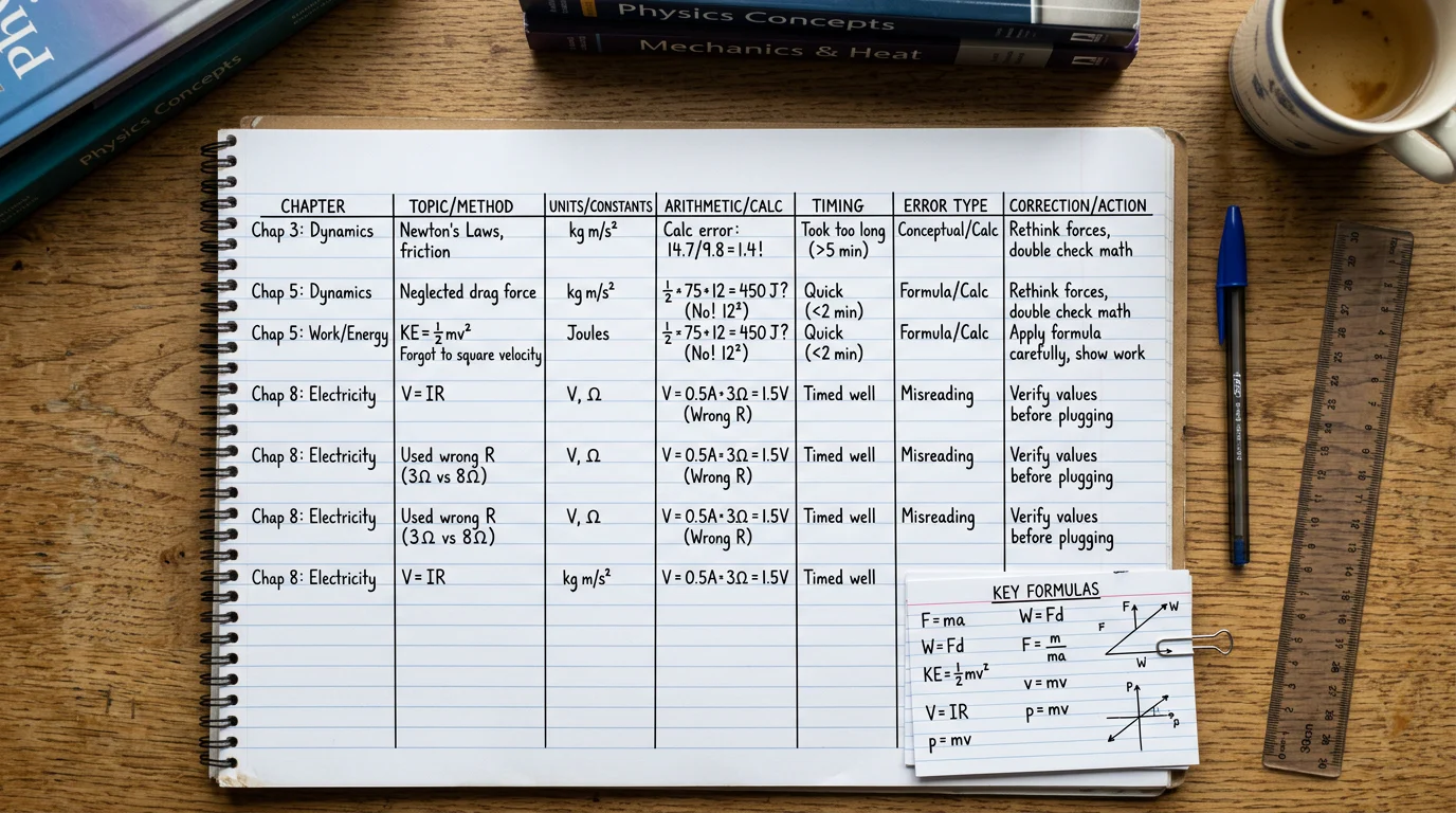 Physics numerical error log in a notebook