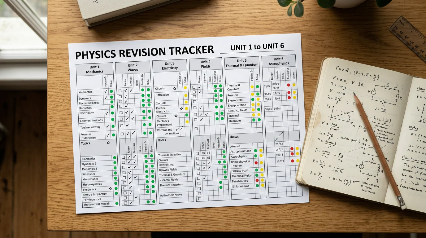 Color-coded Class 12 Physics chapter tracker