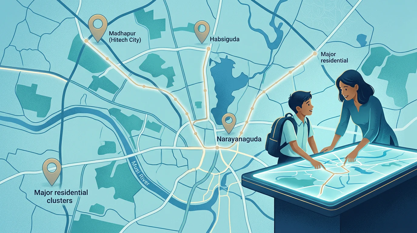 Hyderabad NEET coaching branch comparison map