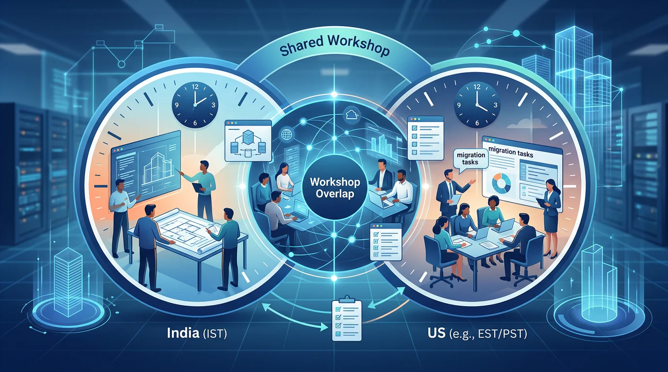 Cross-time-zone cloud migration workshop schedule