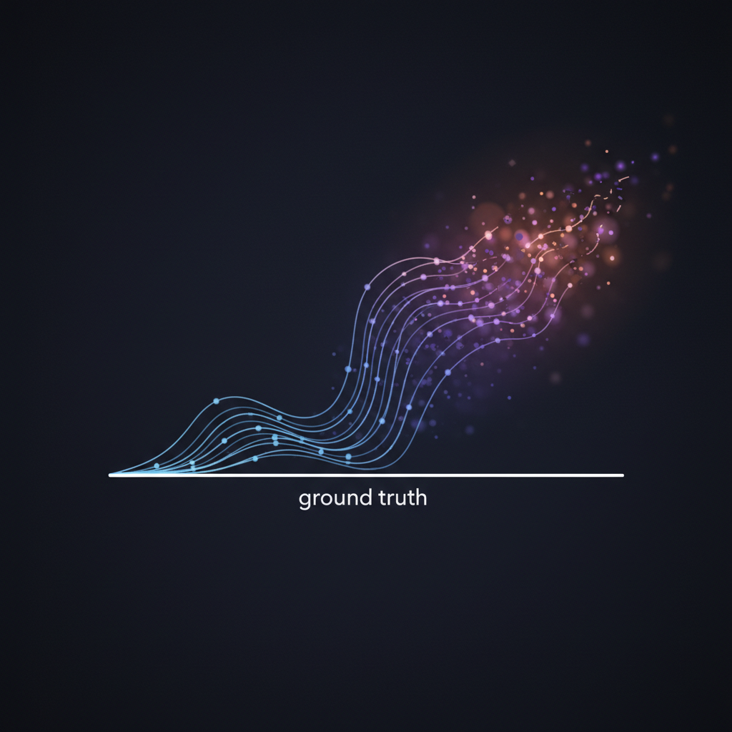 A conceptual illustration of a data signal gradually drifting away from its baseline target over time.