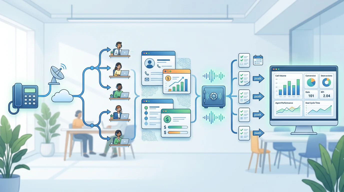 Sales call tracking architecture across phone, CRM, automation and reports