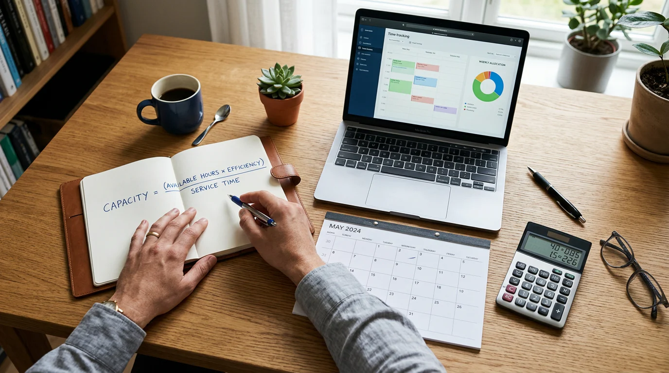 Capacity equation on a founder's planning desk
