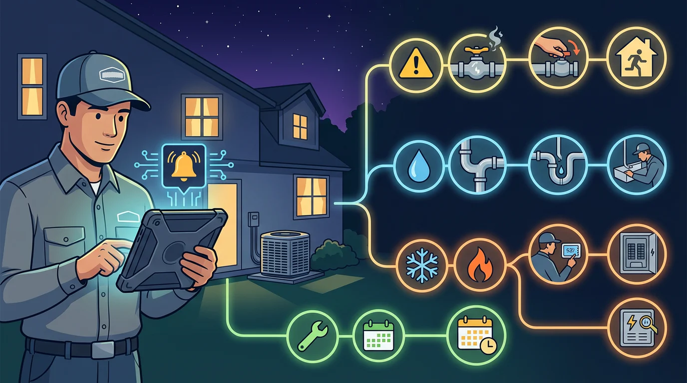 After-hours HVAC emergency routing decision tree