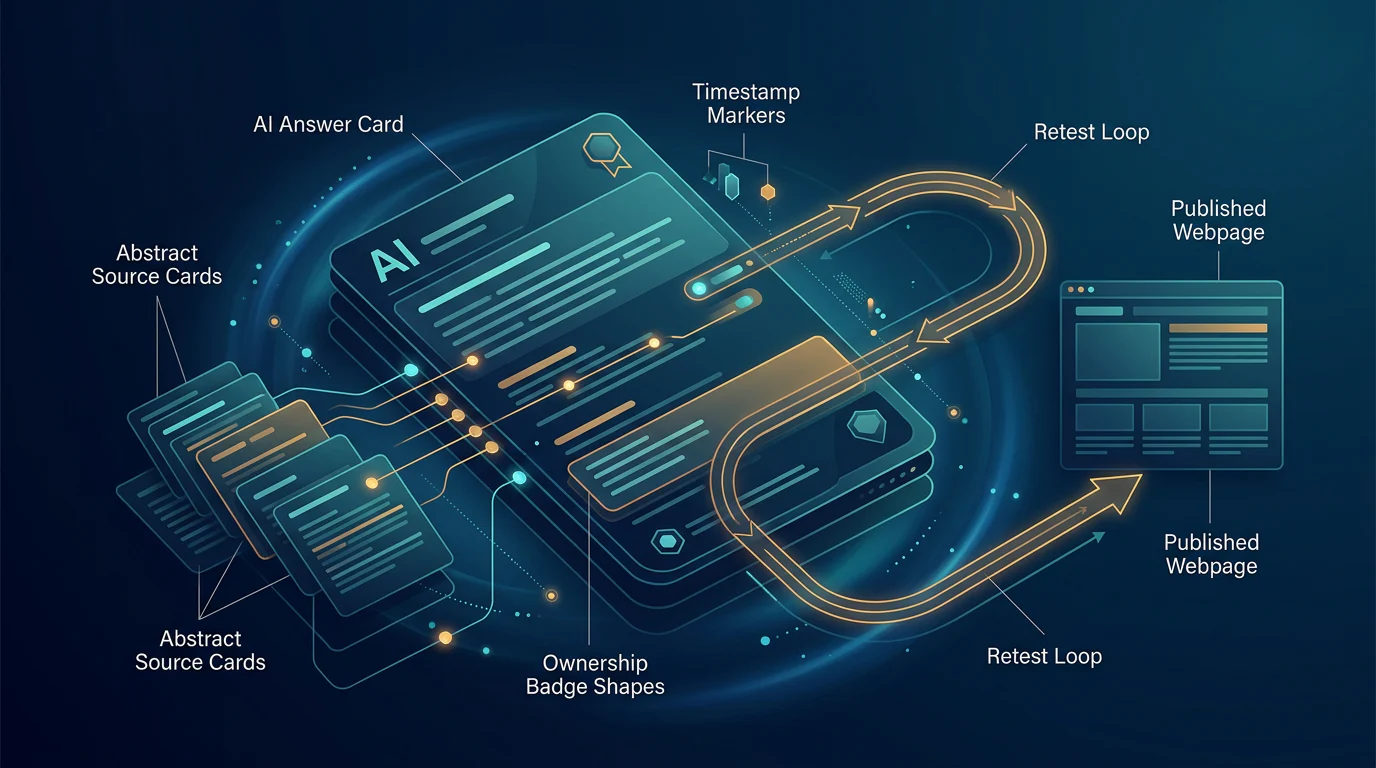 AI answer evidence record connected to ownership and retesting