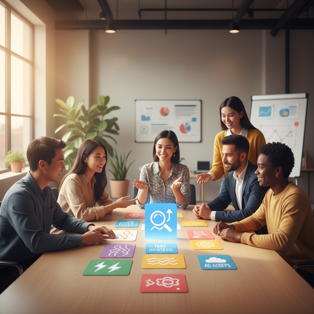 Creative team converting customer feedback and competitor patterns into a single test hypothesis