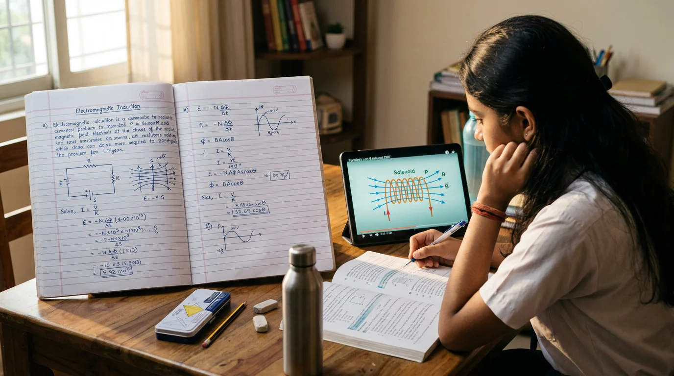 Student checking a board-style Physics solution