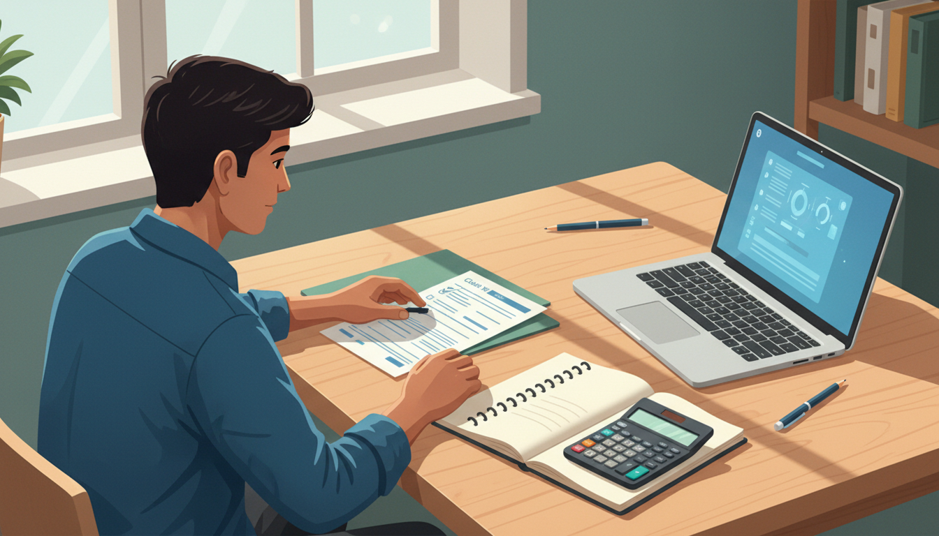 Candidate organizing exam documents before an ICAI paper
