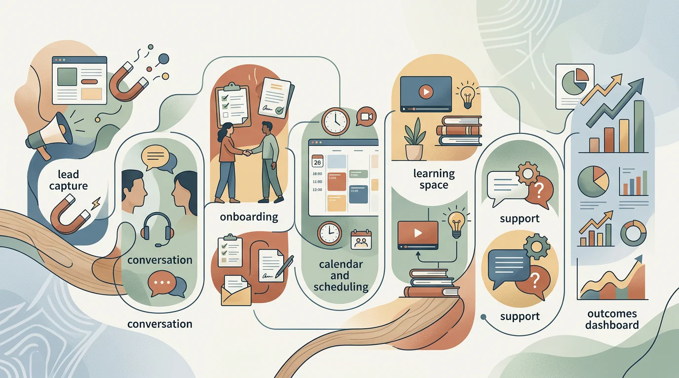 Lean coaching operations system from lead to client outcome
