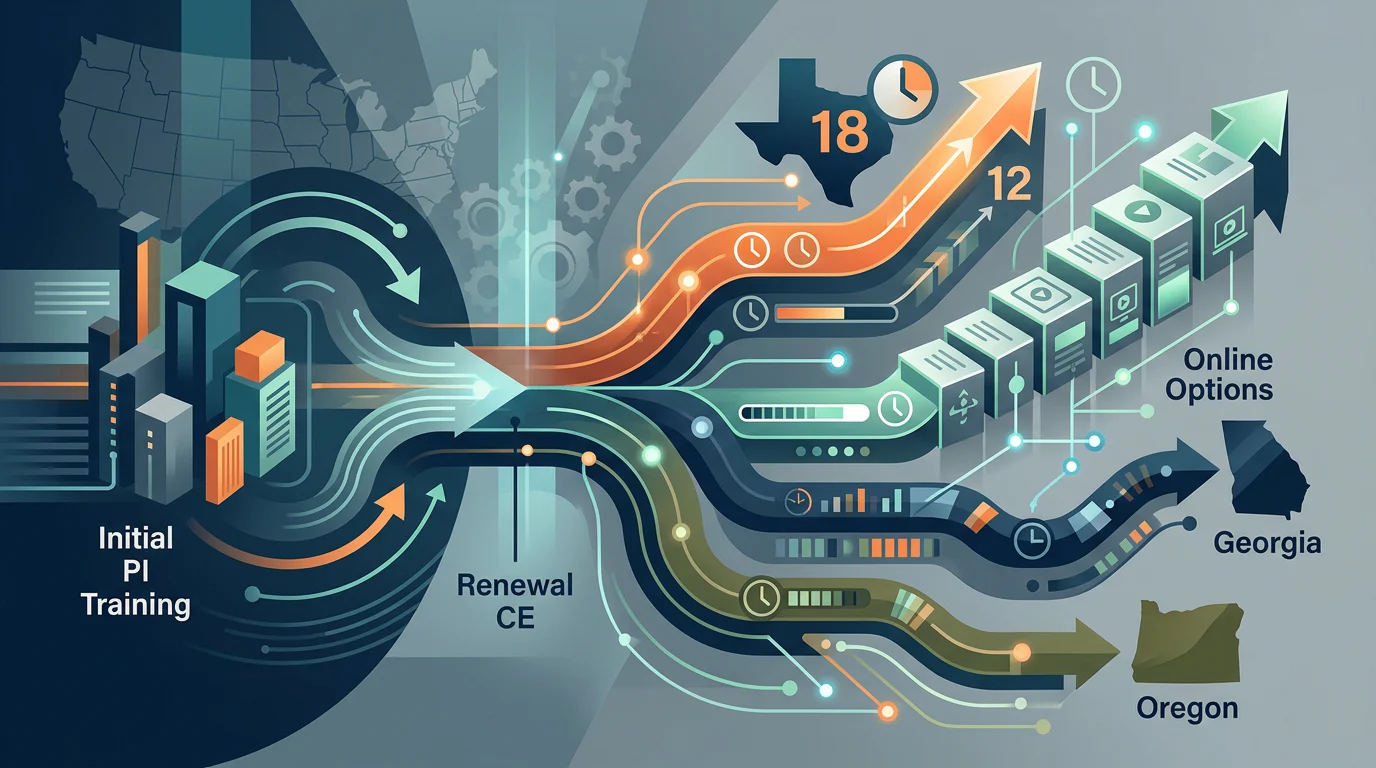 Renewal CE Is Not Initial PI Training, and Hours Vary by State