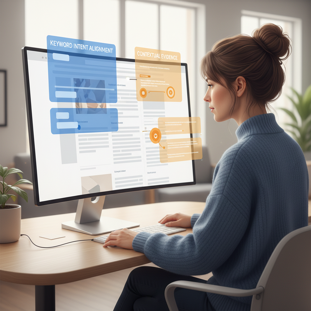 Website page assessed across keyword intent and context layers