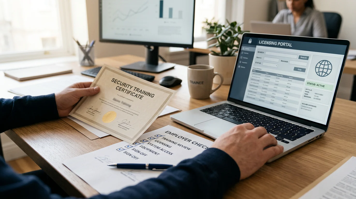 Security training paperwork and credential verification