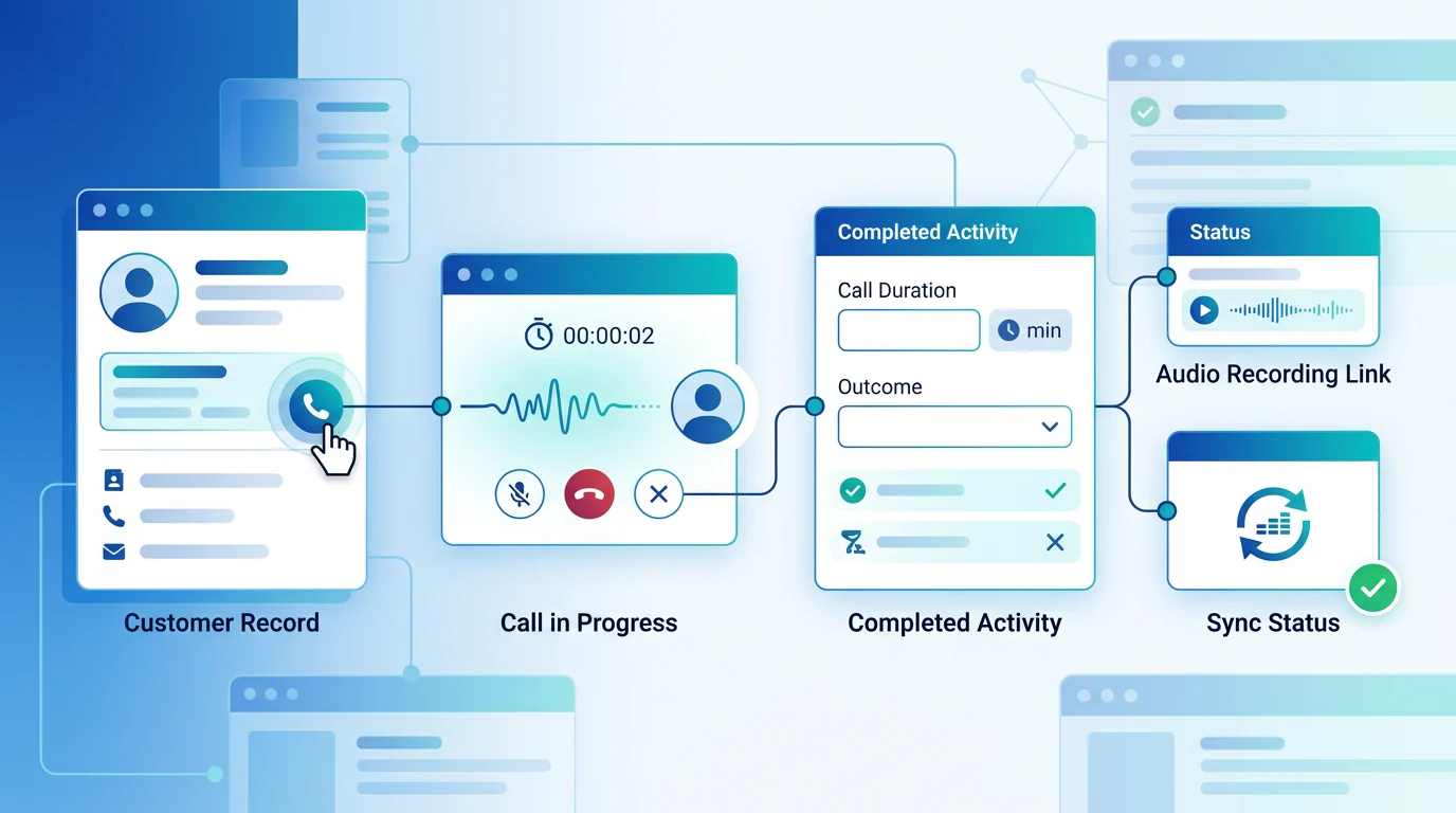 CRM call logging workflow from call to customer record
