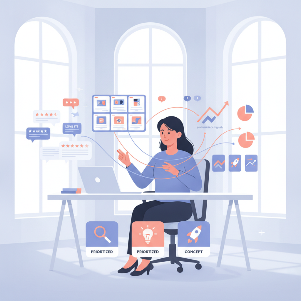 Strategist connecting customer objections to creative tests