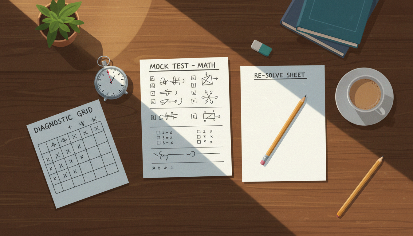 Student using a three-stage post-mock diagnostic sheet