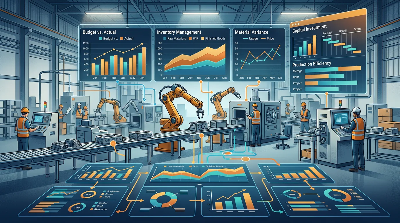 Manufacturing finance dashboard and reporting workflow