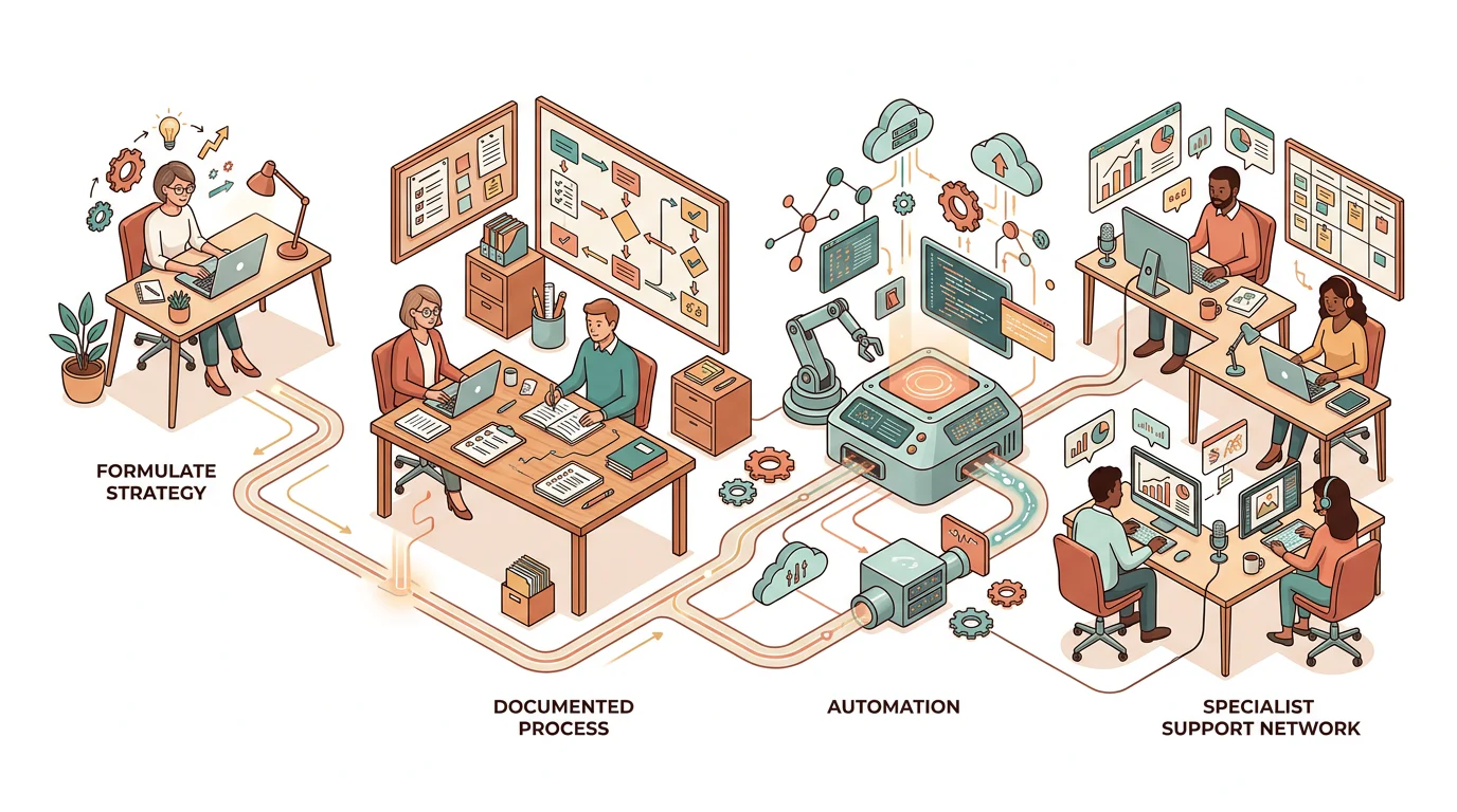 Lean scale workflow from founder to specialist support