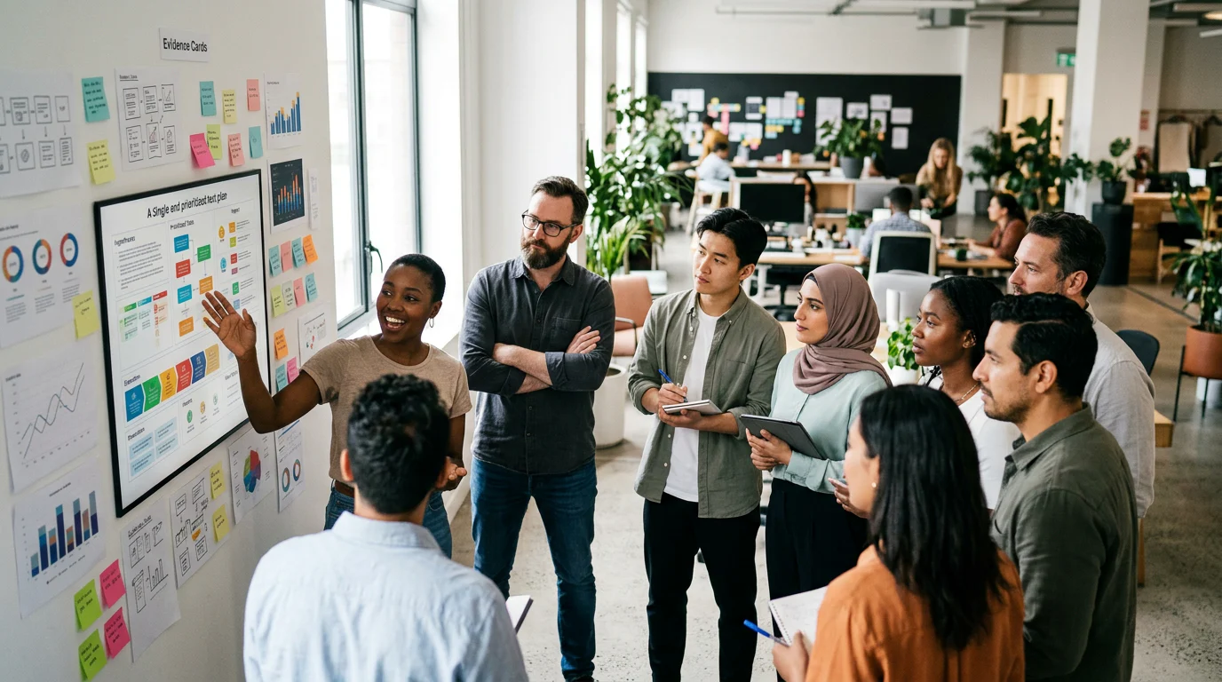 Paid social team evaluating a creative test plan