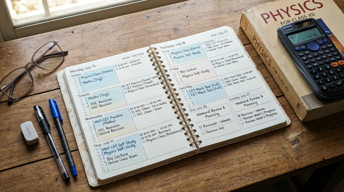Student mapping school and exam preparation timetable