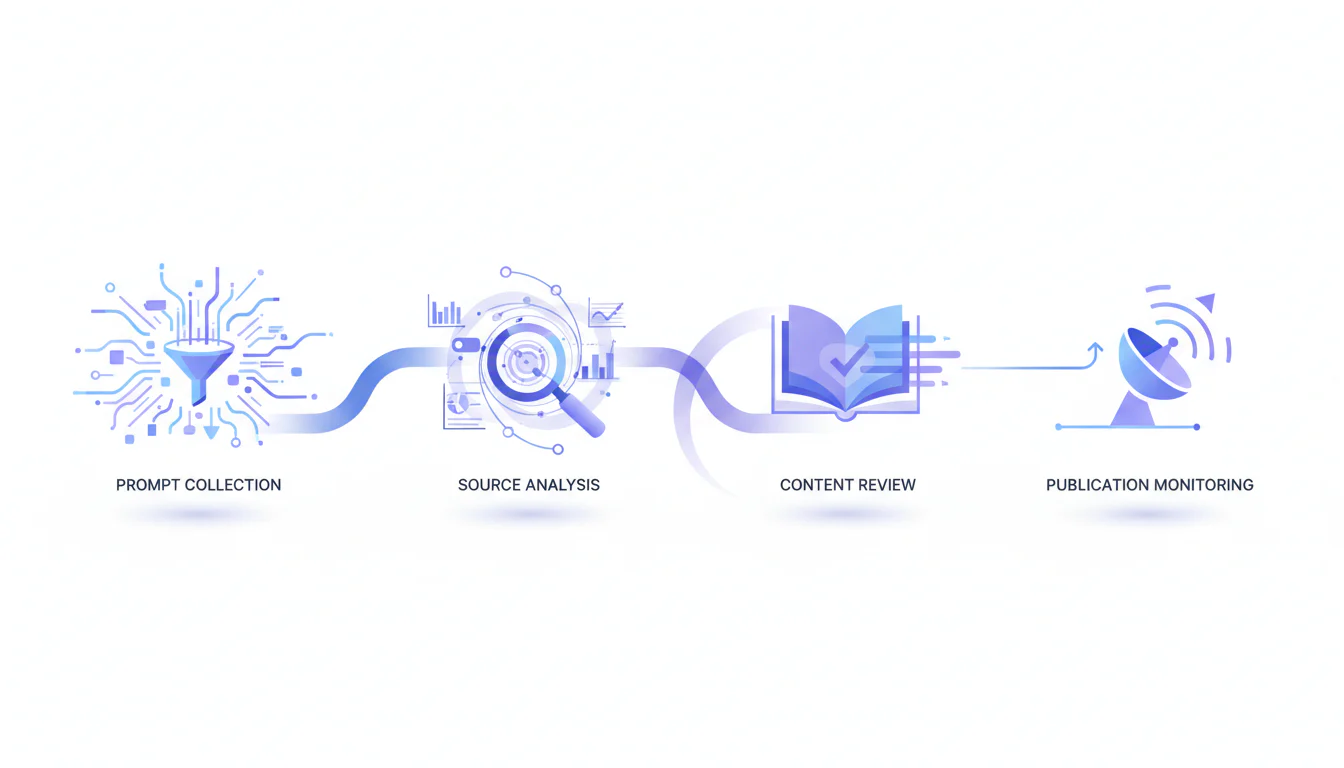 Four stages from AI answer evidence to verified content action