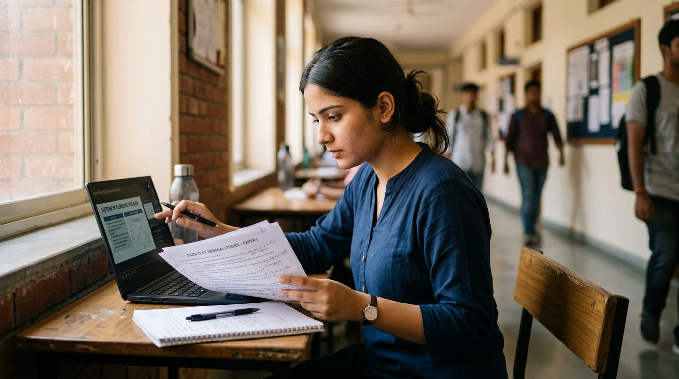 Student reviewing online and classroom test preparation options