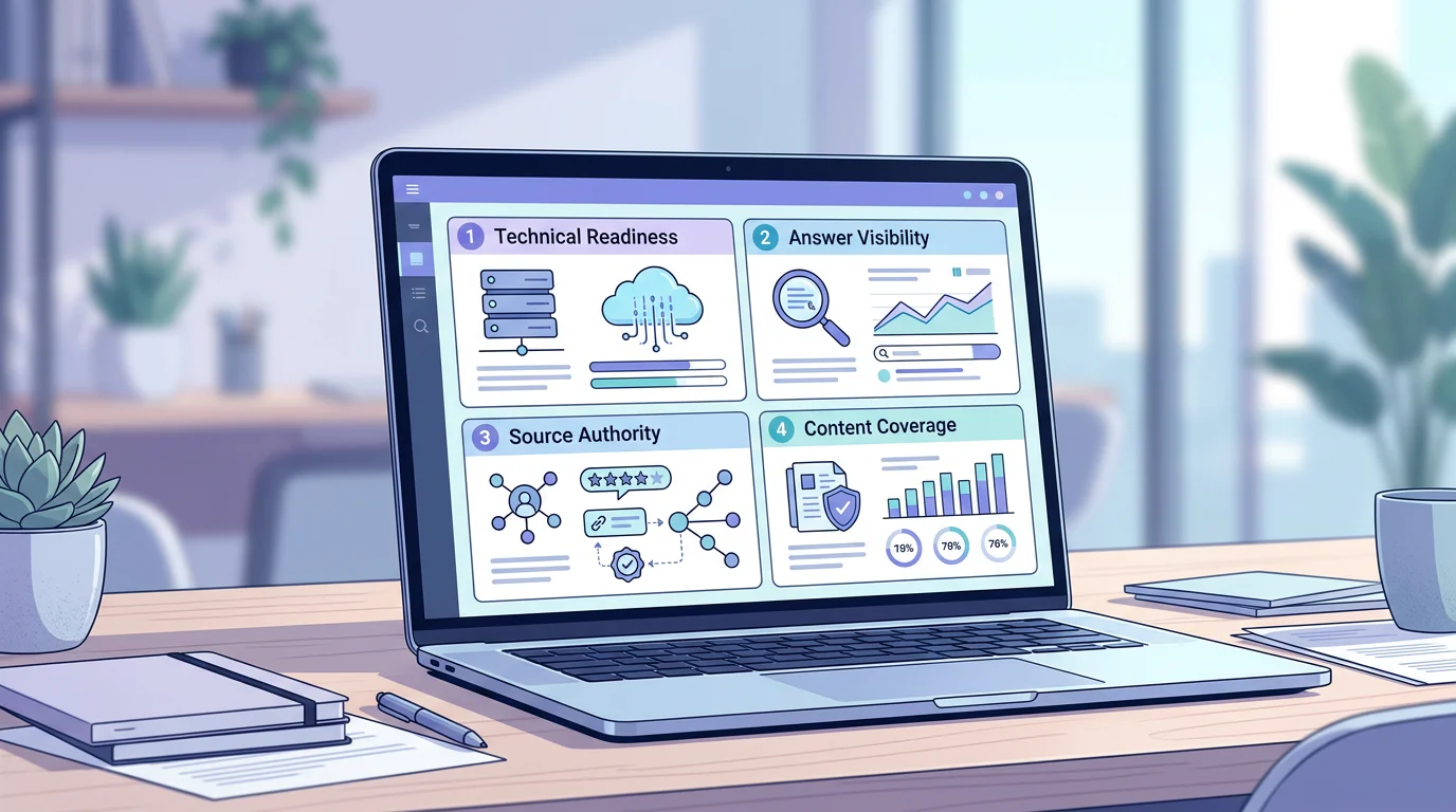AI visibility audit scorecard on a workspace screen