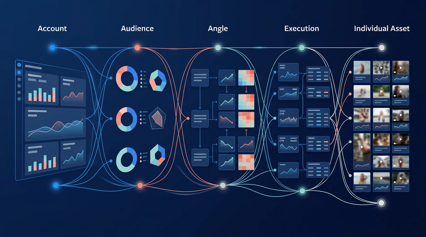 Layered ad-performance diagnostic from account to individual creative