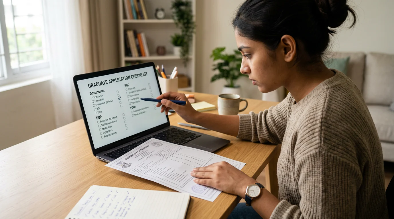 Graduate comparing transcript details for degree verification