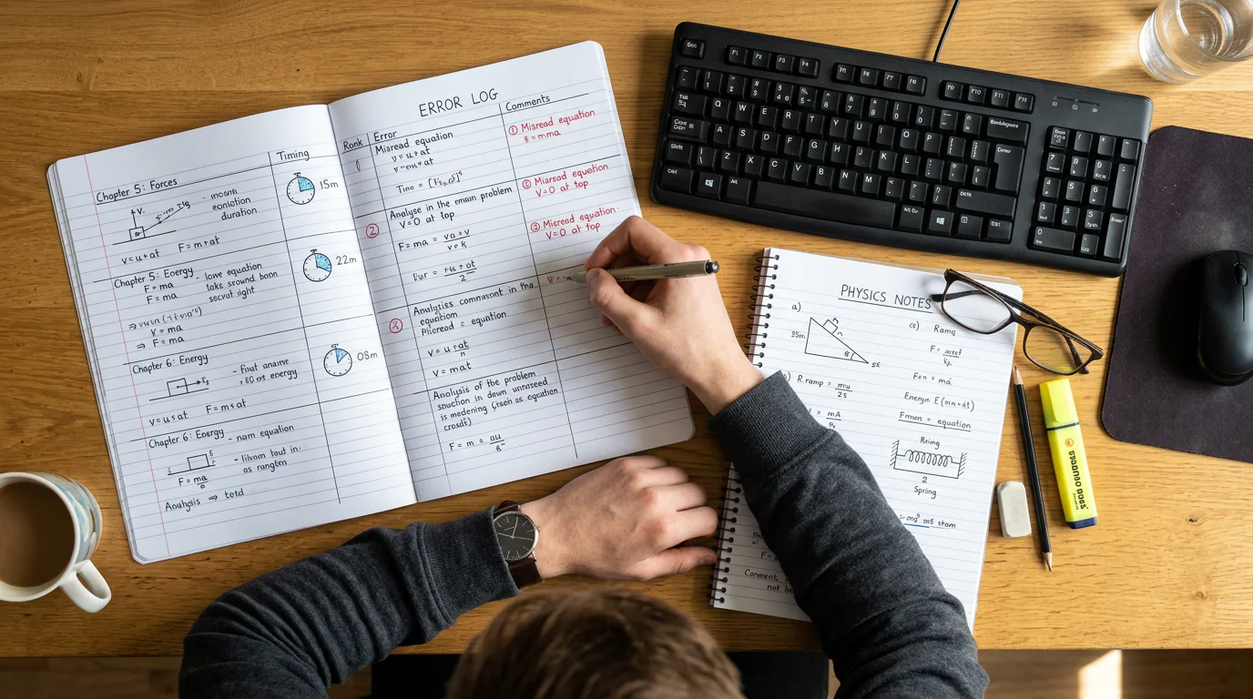 Student analysing a mock test error log
